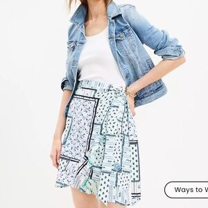 NWT Loft Patchwork Ruffle Wrap Skirt